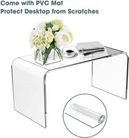 Table basse en acrylique avec protection en PVC 32*16*16 pouces Table basse moderne pour salon Table rectangulaire transparente