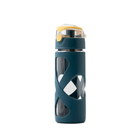 Bouteille d'eau en verre borosilicaté à haute teneur en 500ml Bouteille d'eau portable avec logo personnalisé avec manchon de protection