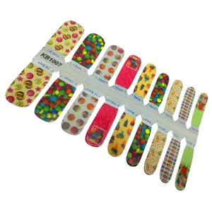 High Quality Non-toxic 18 Pcs Cute Colorful Candy Jel Nail Art Sticker Decoration Waterproof Cartoon Kids Nail Sticker