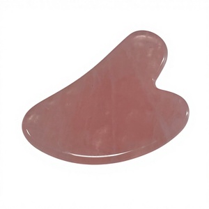 Rose Quartz Guasha Board Heart Shape Facial <b>Massage</b> Stone Natural Crystal <b>Tool</b> - Product Image 6