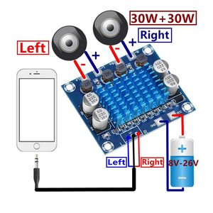TPA3110 Digital Stereo Audio <b>Amplifier</b> Board XH-A232, 30W+30W 2.0 Channel AMP Module, DC 8-26V 3A for DIY <b>Speaker</b> Projects - Product Image 6