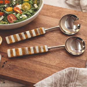 Thick Stainless Steel Handle Luxury Salad Server Unique Design High Quality <b>Silver</b> Plated Eco-Friendly Dishwasher Safe Anti-Slip - Product Image 3
