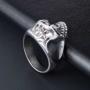 Men's <b>Titanium</b> Steel Skull <b>Ring</b> SA389 Punk Style Fashion Jewelry Gift - Product Image 4