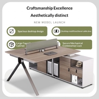 Poste de travail de bureau moderne à plan ouvert pour 4 à 6 personnes, table de bureau avec cloison et armoire de rangement