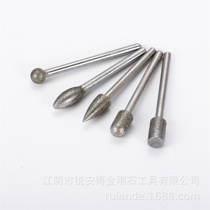 Diamond Grinding Needle Set 3.0 2.35mm Handle <b>Nail</b> Polishing Head Electroplated Abrasive Rod For Gemstone Jade Glass - Product Image 2