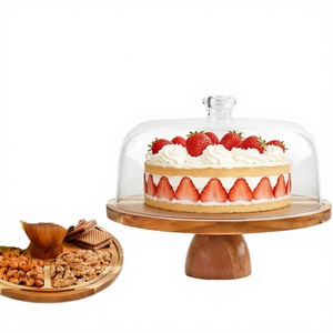 Base para Pastel 2 en 1 Ecológica de Madera de Acacia con Tapa de Acrílico Ligera Construcción robusta para uso diario en fiestas - Product Image 3