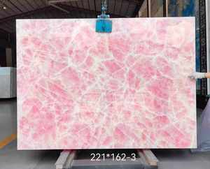 Losa de cristal rosa, mesa de comedor de ónix Rosado, tocador de baño, encimera de cocina, fondo retroiluminado, función de pared <span class=keywords><strong>e</strong></span> recepción - Product Image 5
