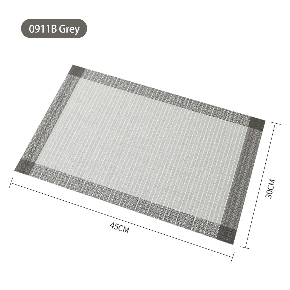 공급업체 낮은 가격 짠 사각형 Placemats 회색 비닐 패브릭 로고 사용자 정의 비 슬립 쉬운 접시 매트 주방
