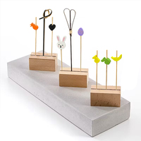 Piques à cocktail en bambou noué, mini-piques à fruits, cure-dents, pics à friandises jetables en bois naturel avec logo personnalisé, rouge, pour fête
