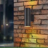 Applique murale LED extérieure moderne cylindrique bidirectionnelle étanche IP65 AC 85-265V 18W 12W 24W avec boîtier noir