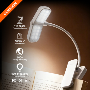 Lámpara LED con Clip para Libros, Control Táctil, Luz de Día para Lectura, Diseño Minimalista, Lámpara de Plástico Blanca - Product Image 1