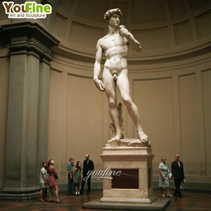 Grande décoration de jardin extérieur, statue de David de Michel-Ange en marbre <span class=keywords><strong>blanc</strong></span> de 5 m de haut, sculptée à la main, taille réelle, célèbre sculpture de nu masculin - Product Image 5