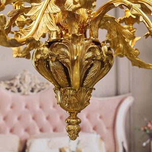 15 Lumières Palais Français Banquet Pendentif En Laiton Antique Lustre En Cuivre - Product Image 3