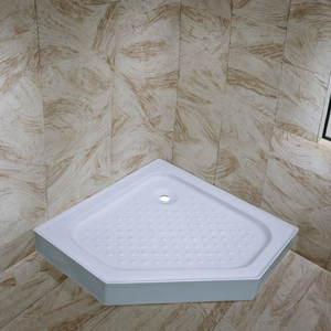 MATCH WELL Plateau <span class=keywords><strong>de</strong></span> douche <span class=keywords><strong>en</strong></span> acrylique design moderne, écologique, avec drain central et installation <span class=keywords><strong>en</strong></span> coin pour salle <span class=keywords><strong>de</strong></span> bain - Product Image 3