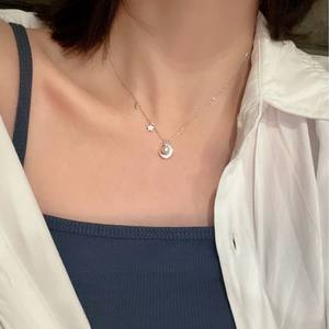 תכשיטי אופנה 925 כסף סטרלינג ירח יוקרתי ופנינה שרשראות שרשראות כסף לנשים שרשרת כסף סיטונאי - Product Image 3