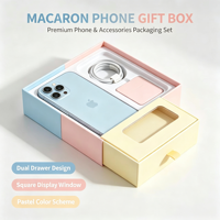 Boîte cadeau en papier avec tiroir couleur macaron personnalisée pour emballage de téléphone portable