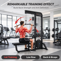 Machine de musculation à assise pour tirage vertical et lat pulldown avec pile de poids de 80 kg pour l'entraînement des dorsaux et des bras
