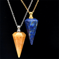 Collier en cristal naturel hexagonal poli, design original, vente en gros, pendentifs en jade, pyramide, améthyste, flacon de parfum