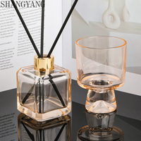 Diffuseur de parfum d'ambiance de luxe en verre carré noir de 180 ml, vide, avec bouchon couronne gravé, pour huiles essentielles 200 ml