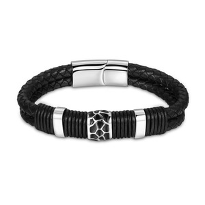 Pulsera Unisex de Cuero Genuino Trenzado con Estampado de Leopardo y Adorno de Goma, Estilo Náutico, Tendencia Europea y Americana Transfronteriza - Product Image 4