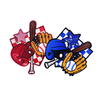 Patch thermocollant brodé écologique sur le thème du baseball, motif chauve-souris, gant, casque, pour la décoration de vêtements, vestes, chapeaux, sacs, DIY