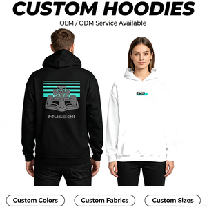 Felpa con Cappuccio Unisex Personalizzata per Motorsport, Design Moderno Bianco e Nero, Abbigliamento Streetwear per Uomo e Donna - Product Image 1