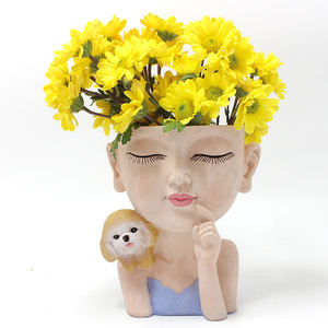 Carino succulente fioriera ragazza faccia cucciolo fioriera vaso di fiori <span class=keywords><strong>viso</strong></span> vaso <span class=keywords><strong>con</strong></span> foro di drenaggio - Product Image 1