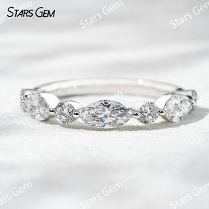 Anillo de Compromiso Clásico de Oro Blanco de 18K con Diamante Cultivado en Laboratorio de Corte Brillante Redondo de 1.3ct 3.5*7mm de Starsgem - Product Image 1