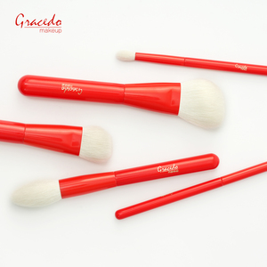 Nouvel ensemble de 5 pinceaux de maquillage de luxe 2026, poils en nylon blanc de qualité supérieure, manche en bois rouge, professionnel, pour le visage complet et le maquillage quotidien - Product Image 5