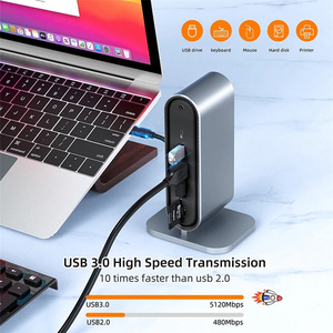 12 En 1 USB <span class=keywords><strong>C</strong></span> HUB Tipo <span class=keywords><strong>C</strong></span> a Multi 4KHD RJ45 <span class=keywords><strong>VGA</strong></span> 4 USB 3,0 PD Adaptador de corriente Estación de acoplamiento para MacBooks Laptop Hub - Product Image 5