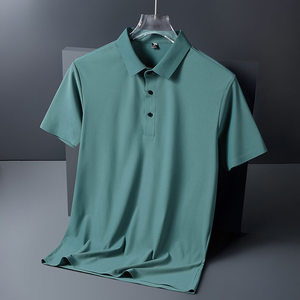 Polo Shirt Nylon Moisture Wicking Solid Color Short Sleeve Daily Wear - Product Image 3