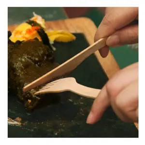 Eco amigável único tempo uso faca garfo colher bambu talheres descartáveis
