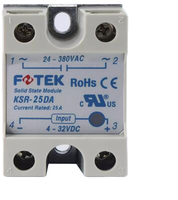 FOTEK KSR-25DA Relay Solid State Satu Fasa Kontrol DC Input 4~32VDC Output 24~380VAC Arus Terukur 25A Relay Solid State