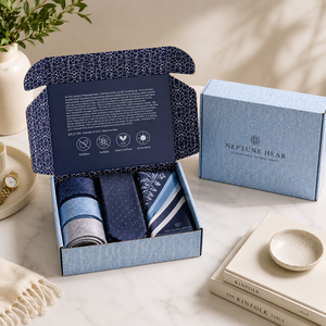 Own Factory Premium Custom Full Surface Printed Texture Aircraft <b>Box</b> Custom Logo Light Blue Navy Contrast Corrugated <b>Mailing</b> <b>Box</b> - Product Image 4