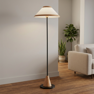 Minimalist wood floor lamp wood-look shade lamp Cylindrical floor lamp design floor indoor lamp - Product Image 3
