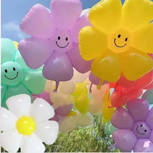 110*97 cm Happy face Daisy Happy Birthday Flower Shaped Party Foil Helium Balloon Supplies Foil Balloons for Party Supplies