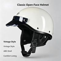 Nouveau Casque Moto Rétro Ouvert Style Vintage avec Visière Détachable Classique 3/4 Coque ABS Demi-Coque Cache-Oreilles Business/Luxe
