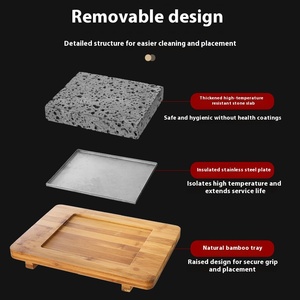 Vendita calda bistecca di Lava cottura di <span class=keywords><strong>pietra</strong></span> bistecca piatto con vassoio in legno BBQ frizzante <span class=keywords><strong>pietra</strong></span> di granito piatto Set - Product Image 4