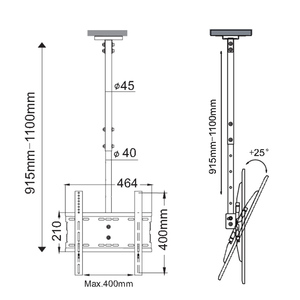 <span class=keywords><strong>Staffa</strong></span> regolabile da soffitto TV adatta alla maggior parte dei LED, LCD, <span class=keywords><strong>OLED</strong></span> da 32 a 55 pollici fino a 77 libbre - Product Image 6