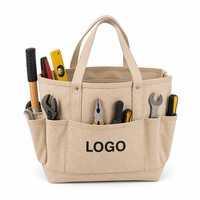 Sacs à outils en toile robuste et résistante, sac de transport pour outils de couleur unie avec poches, organisateur pour bricoleur, logo personnalisé