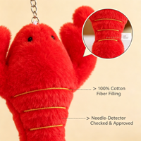 Pendentif Écrevisse Rouge Premium, Mascotte Douce, Thème Océan, Cadeau de Fête, Miniature, Animal en Peluche, Porte-clés pour Décoration de Sac à Dos