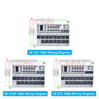 3s/4s/5s Bms 12v 16.8v 21v 100a Li-ion Lmo Ternaire Lithium Protection de La Batterie Circuit Conseil Li-polymère Équilibre De Charge Module