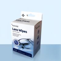 Boîte d'emballage en carton pliable avec languette de suspension, boîte de vente au détail personnalisée avec logo imprimé pour lingettes pour lentilles et petits accessoires