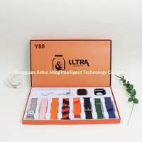 Reloj Inteligente Y80 ULTRA Huaqiang North con Carga Inalámbrica, Pantalla TFT Cuadrada, Set de Reloj Inteligente 8 en 1 con Múltiples Correas