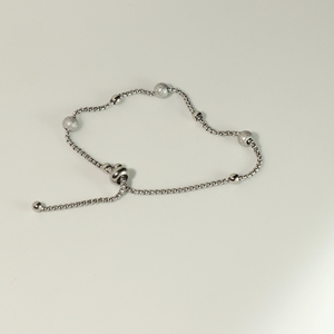 Classic <b>Chain</b> Link Bracelet with Ball Beads Gold and Silver Plated Alloy Unisex Jewelry - Product Image 3