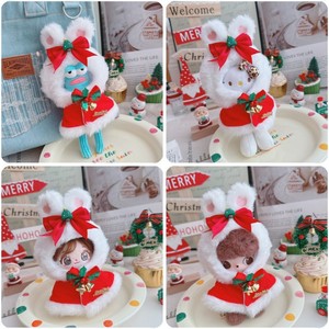 Gorro Navideño de Conejito para Muñecas con Lazo Rojo y Cascabeles, Accesorio de Juguete de Peluche Suave de Poliéster, Unisex - Product Image 2