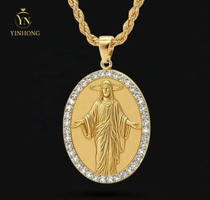México joyería de moda S925 joyería de plata Rhinestone Cz bendito Santo granizo Virgen María colgante collares - Product Image 1