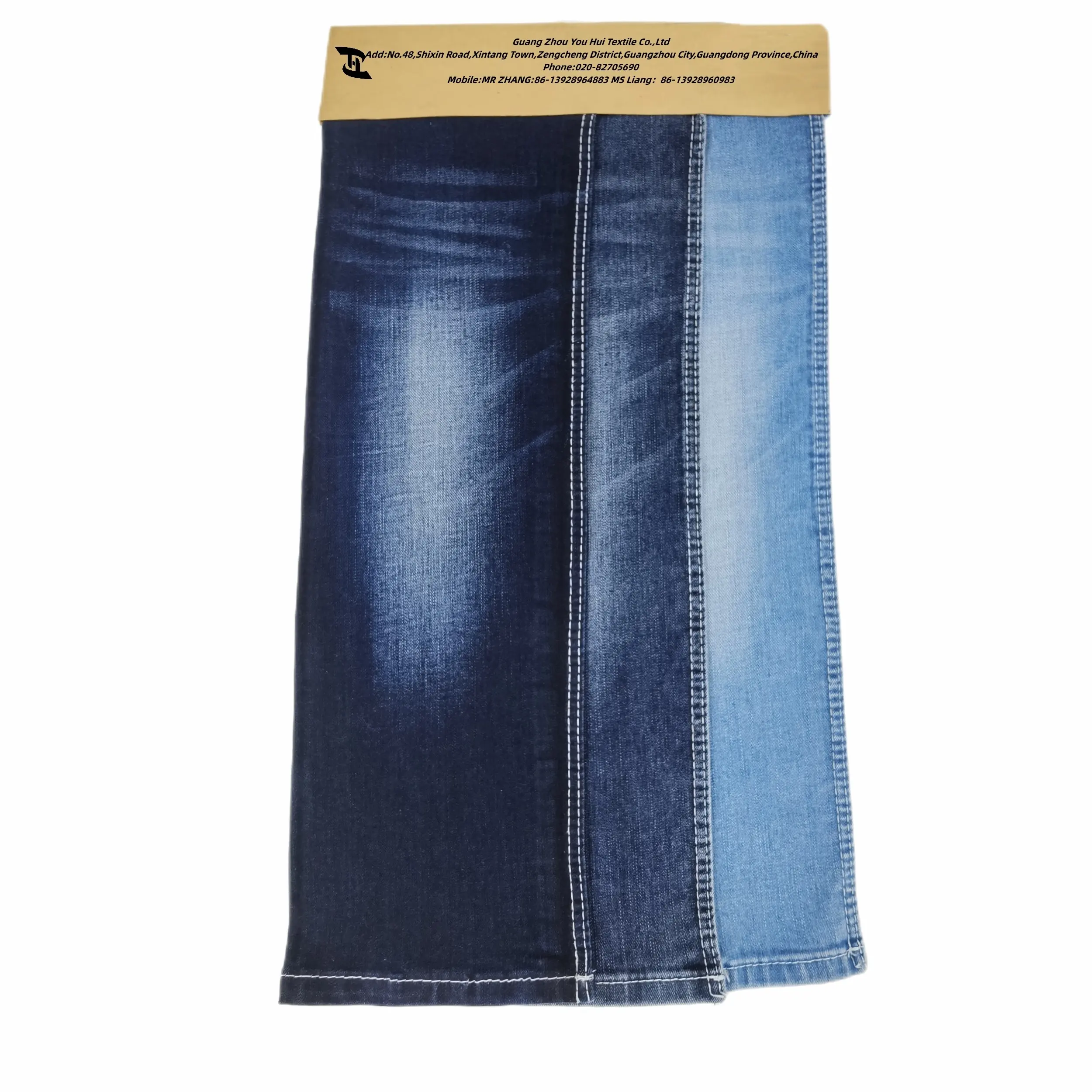 Alta qualidade estoque lote 80% algodão TC spandex após a lavagem Tecido denim azul índigo para jeans