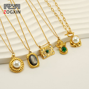 ZOGXIN Gold Plated Pendant Necklace With Pearl And Stone Clavicle Chain For Women Fashion Jewelry Everyday Wear - Product Image 1