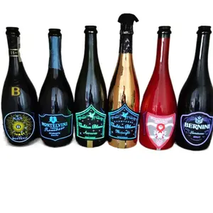 A fábrica venda diretamente luminosa etiqueta champanhe el luminoso etiqueta de vinho led garrafa de luz